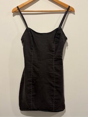 H&M Black Spaghetti-Strap Denim Dress